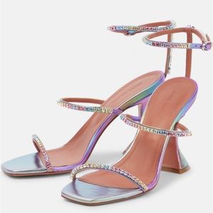 Amina Muaddi Gilda Sandal Unicorn Metallic 37.5 NIB